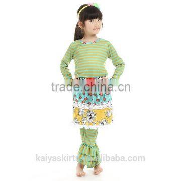 2016 kaiya girls halloween clothing sets long sleeve 2pcs set fall stripe organic cotton baby clothing