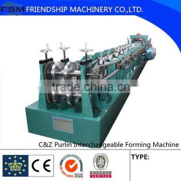 PLC Control Automatic Steel Cee Zee Purlin Interchangeable Roll Forming Machine