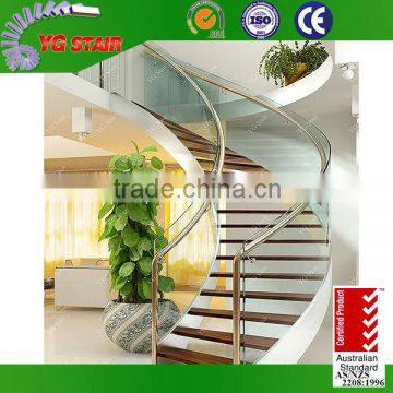 Curved and twisted glass railing staircase