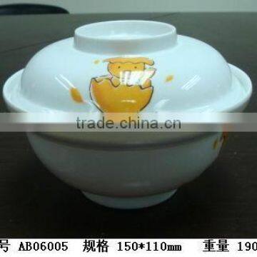 Melamine nice design hot soup bowls with plastic lid