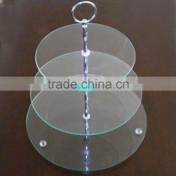 High quality clear 3 Tiers tempered Glass round Cake Plate Stand