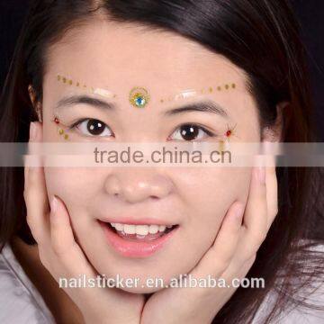 Custom high quality party face crystal tattoo sticker acrylic self-adhesive glitter makeup sticker