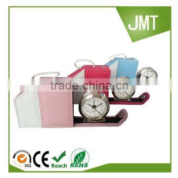 China wholesale high quality leather travel alarm clock