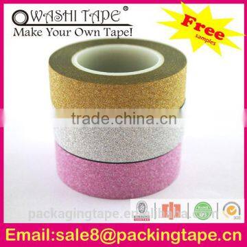 high performance shinning decorative glitter tape punctilious horizontal stripe washi tape for customized