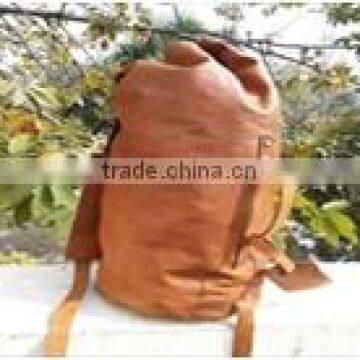 Antique leather amry and military rucksacks and duffel bags