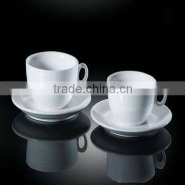 H2527 restaurant hotel porcelain coffee teacup and saucer white hotel