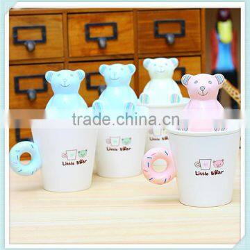 ceramic bear mug with donut handle and bear combination coffee mug