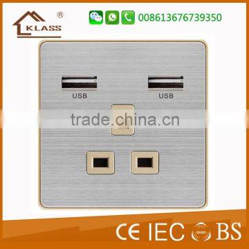 Luxury furniture outlet 13amp electric switched sockets 220v wall socket with USB port for home/hotel/office