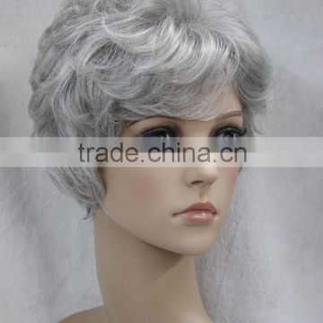 Light Gray Mixed Short Middle-aged / Older Women Ladies Female Wig N536