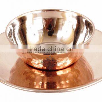 IndianArtVilla High Quality Handmade Set of Arabian Bowl 300 ML With Underliner - Soup Restaurant Hotel Home Kitchen Ware Gift