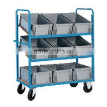 iron mobile attached lid container cart