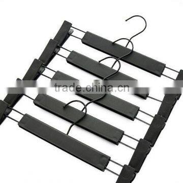 Adjustable Matting Black Plastic Pants Hanger With Clips, for Skit/Bottom photo-5