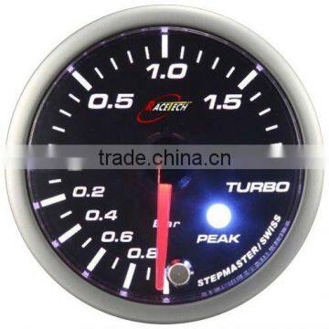52mm Smoke Lens/ Super White & Amber LED Boost Gauge With Warning & Peak Recall