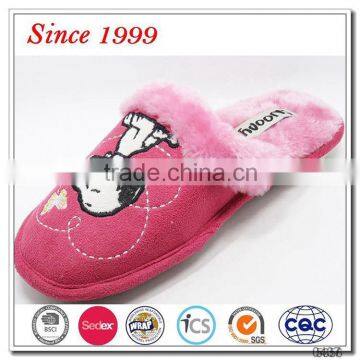 red cute snoopy embroidery women slippers for teenagers