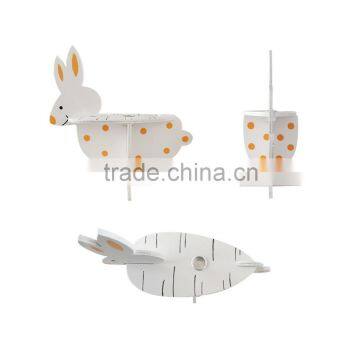 Easter wooden rabbit shaped with orange dots light candle holder Decoration easter Wooden Candle Holder gifts