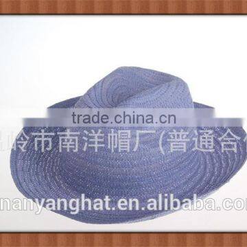 Fashionable purple paper woven sun beach visor cowboy hat