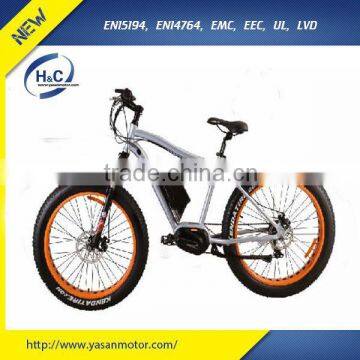 26'' Aluminium alloy Mid drive 350W Fat tire Mountain Bicycle electric with 8 Gears