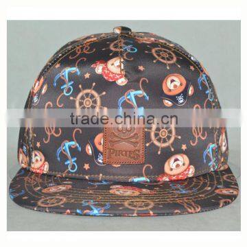 Guangzhou hat order 100% polyester fibre factory professional cartoon Flat brim hat