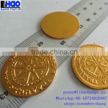 Zinc alloy metal custom cheap replica coins,round metal souvenir coin,3D embossed fake gold coins