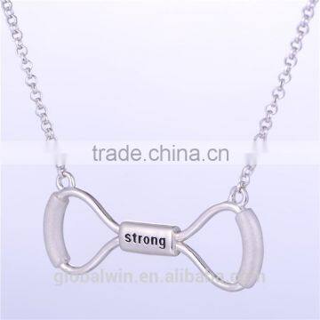 European Fashion Jewelry Wholesale Engraved Charms Dull Polish Spring Exerciser 925 Sterling Silver Necklace Xly019