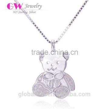 Hot Sale Bright Crystal Panda Pendant Necklace Alibaba Wholesale Silver Chain Rhinestone Animal Necklace Women Costume Jewellery