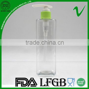 300ml custom square clear pump shower gel plastic bottle