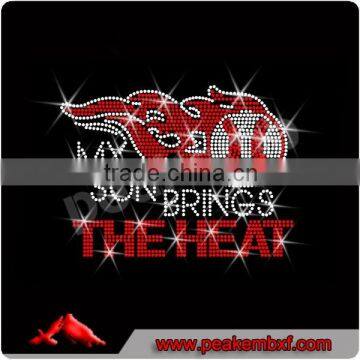 My Son Brings The Heat Baseball fashion hot fix rhinestone motif for tshirts