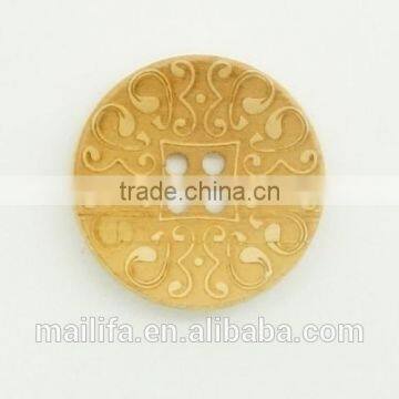 Fancy High Quality 4 Holes Wood Button with Logo Figure Engraved on