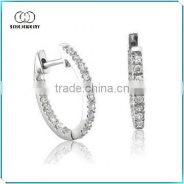 China Supplier sterling silver gemstone huggie earring