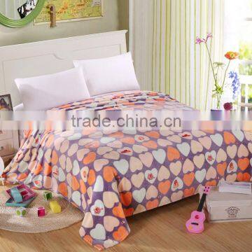 Heart Design Warm Bed Printed Flannel Blanket China Factory