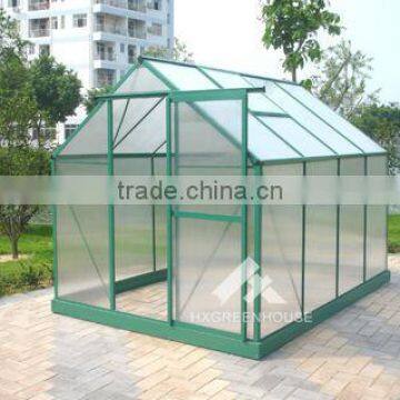 New-style polycarbonate sheet greenhouse with green powder coated HX65214G