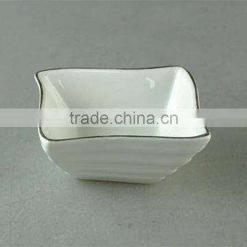 wholesale Stock White rectangle Ceramic Dish with silver line in good quality and reasonable price