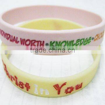 debossed ink filled silicone rubber bracelet