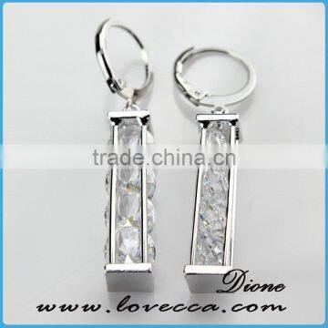 new designs silver stone earrings for women	,wedding flower earring,crystal bridal crystal earring