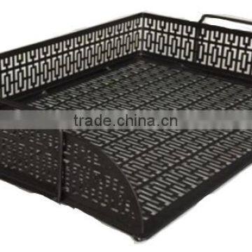 Black Metal Punched Document Tray With Handles photo-2