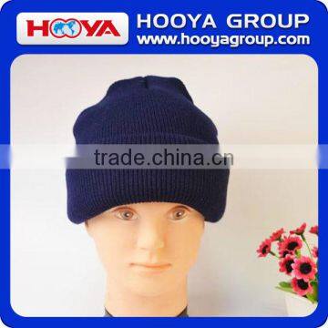 GS52017 Fashion Wholesale Men Plain Blue Color four-layer warm Knited Cuffed Beanie Hats