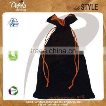 High Quality Drawstring Pouch With Customized Logo - Velvet Drawstring Pouch With Satin Lining - With Embroidery Logo - Luxary photo-3