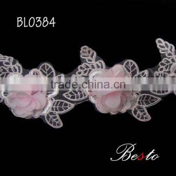 Wholesale lady dress decoration lace fabric flower trim