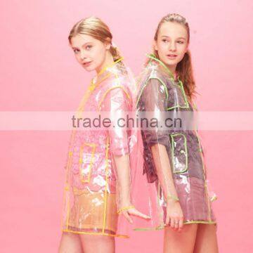 transparent plastic pvc fashion rainwear