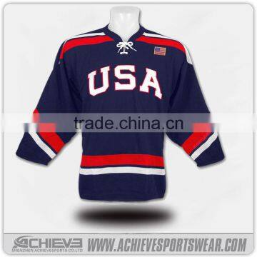 2016 Customize design OEM sublimated hockey jersey Embroidery and printing