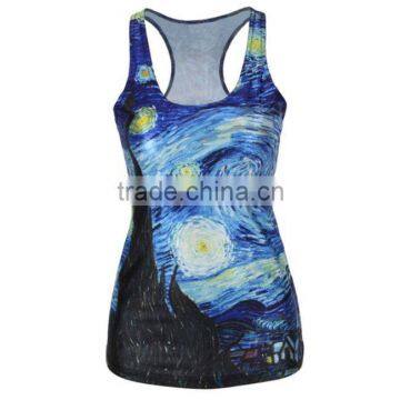 Summer running vest all over digital printing tshirt