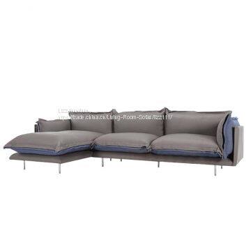 Beige Modern Leather Sectional Sofa photo-3