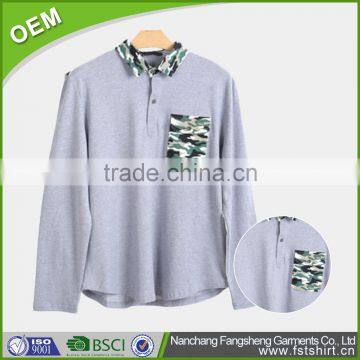 Mens Long Sleeve Colar Polo Shirt With Pocket photo-2