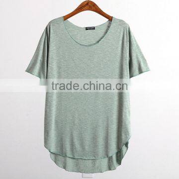 Wholesale Custom Summer Soft Short Sleeve Cotton Women T Shirts With Curved Hem photo-4
