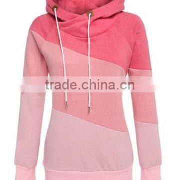 Women Long Sleeve Sport Polo Neck Hoody Contrast Color Pullover Hoodies photo-3