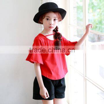 S17610A summer children clothing for kids girl short sleeve t shirt