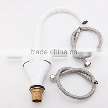 Best Promotion! Modern Double Handle Bathroom Faucet Kitchen Sink Swivel Spout Mixer Tap White Excellent Quality photo-2