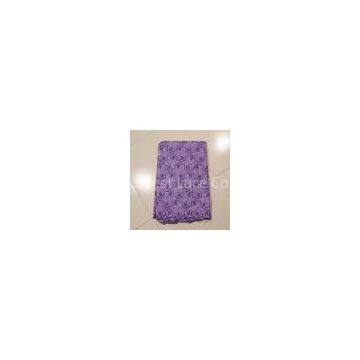 Home Textile African Lace Fabrics , Purple Green