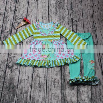 Sue Lucky latest baby girl custom design winter clothes/3cp sets with scarf flroal printed outfits