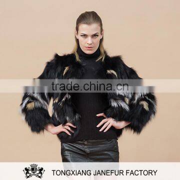 Wild style natural fur overcoat fox fur trim with best quality